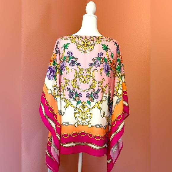 Belle by Kim Gravel Barbiecore resort chic elegant Poncho Top in Malibu pink XS - Picture 2 of 8